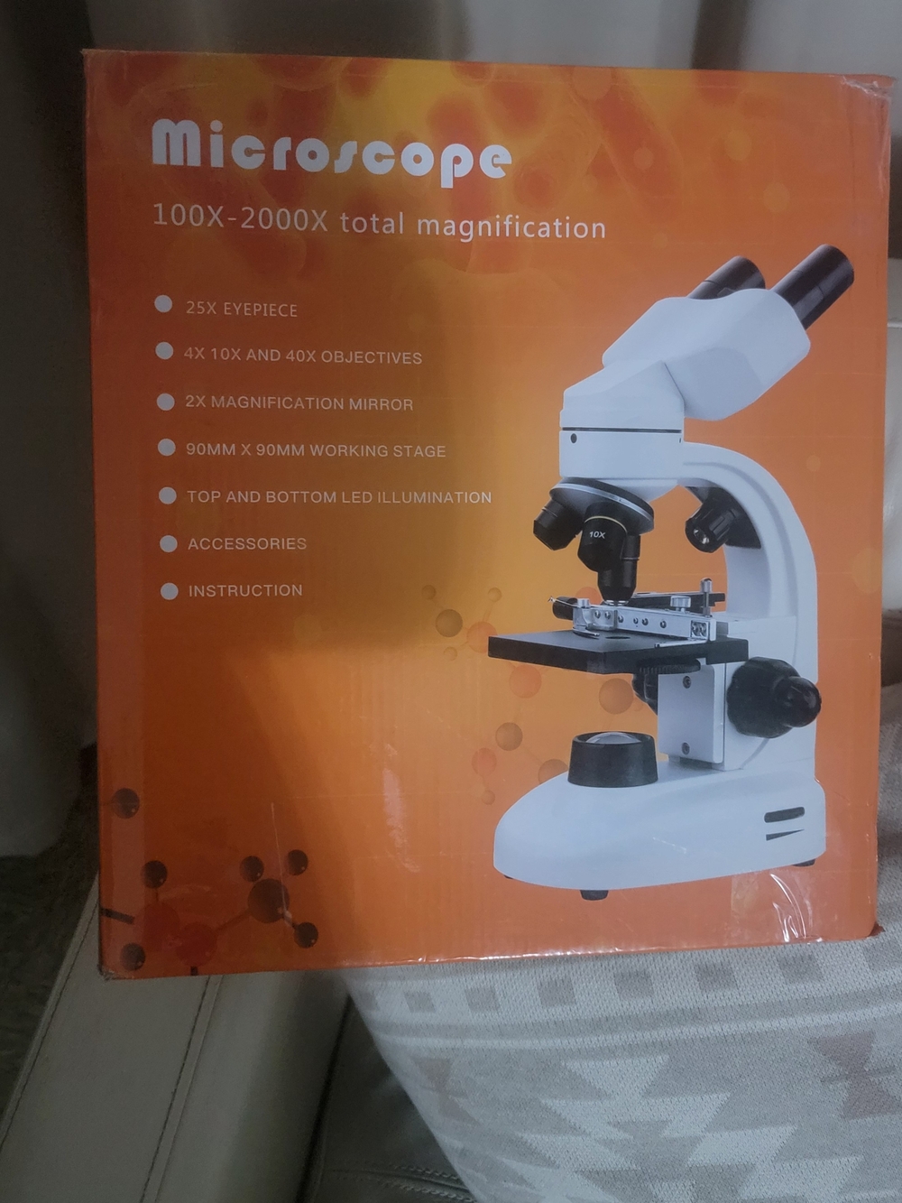 White Microscope with LED Illumination.